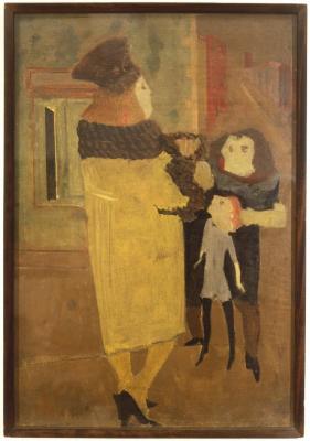 [Woman and two children]
