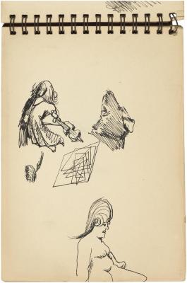 [Woman with violin / head of a dog / seated female nude]



Gyral Sketch Book 2, page 23