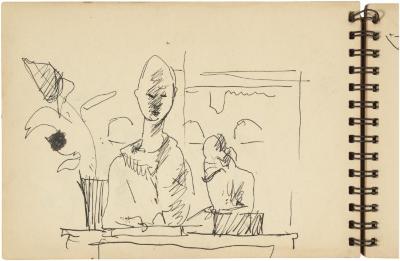 [Still life with statues] Gyral Sketch Book 2, page 28