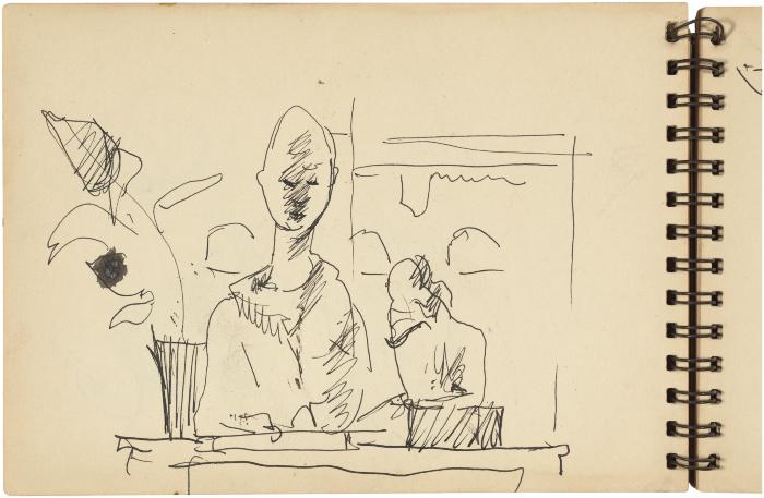 [Still life with statues] Gyral Sketch Book 2, page 28