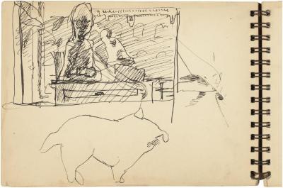 [Still life with statues / animal study] Gyral Sketch Book 2, page 13