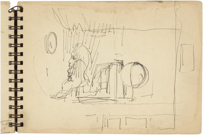 [Man in interior with cash register and globe]



Gyral Sketch Book 2, page 3