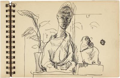 [Still life with statues] Gyral Sketch Book 2, page 29