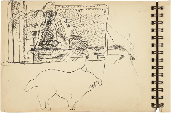 [Still life with statues / animal study] Gyral Sketch Book 2, page 13