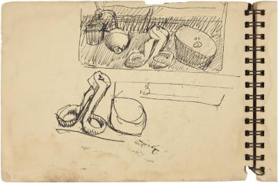 [Still lifes with tin snips] Gyral Sketch Book 2, page 53