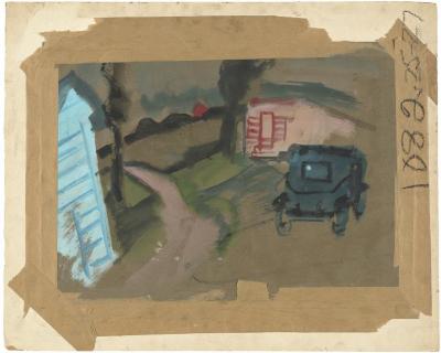 [Rural scene with automobile]