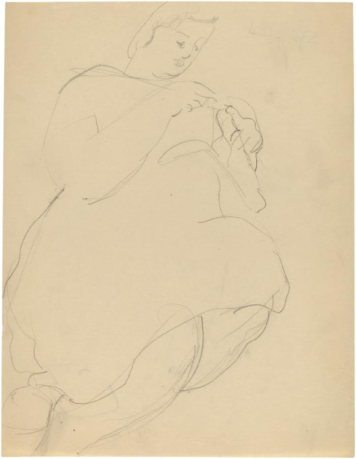 [Seated woman knitting]