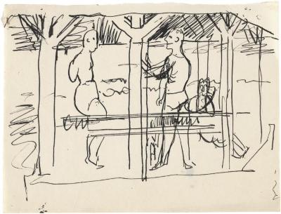 [Figures in a pavilion]