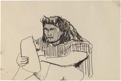 [Seated woman reading]