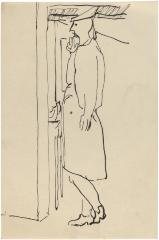 [Woman standing by window]