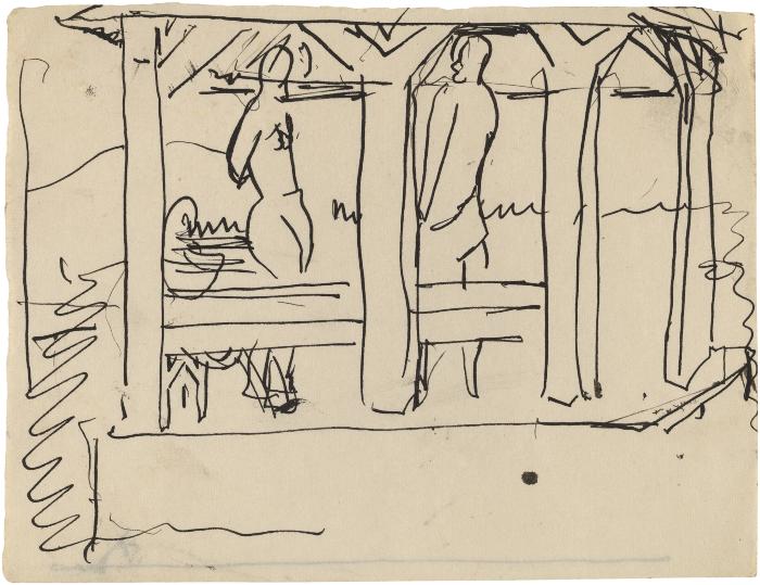 [Figures in a pavilion]