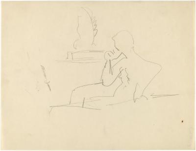 [Seated figure]