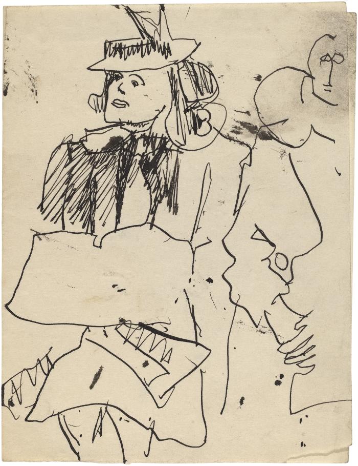 [Seated woman and figure]