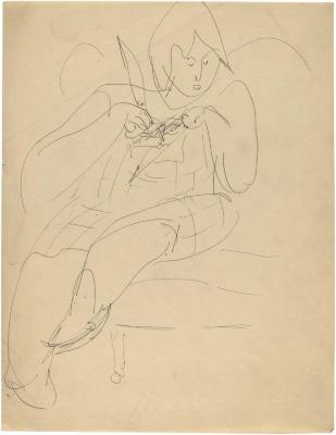 [Seated woman knitting]