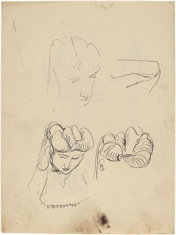 [Head of a woman, three studies]