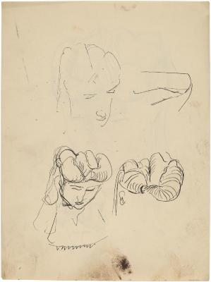 [Head of a woman, three studies]