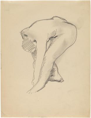 [Bending female nude ]