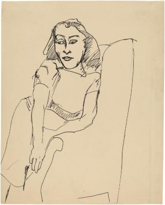 [Woman in armchair]