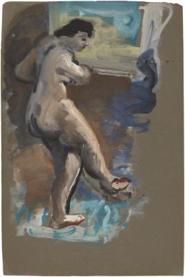 [Female nude by window]