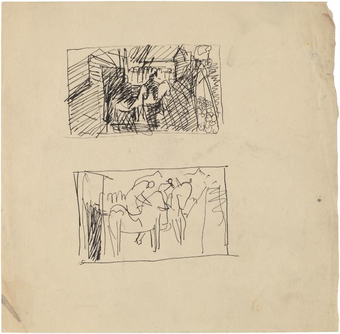 [Horses and riders, two studies]