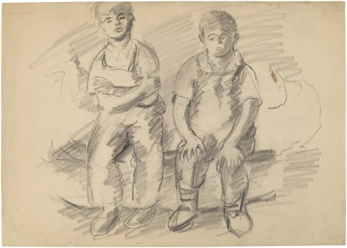 [Two seated boys]