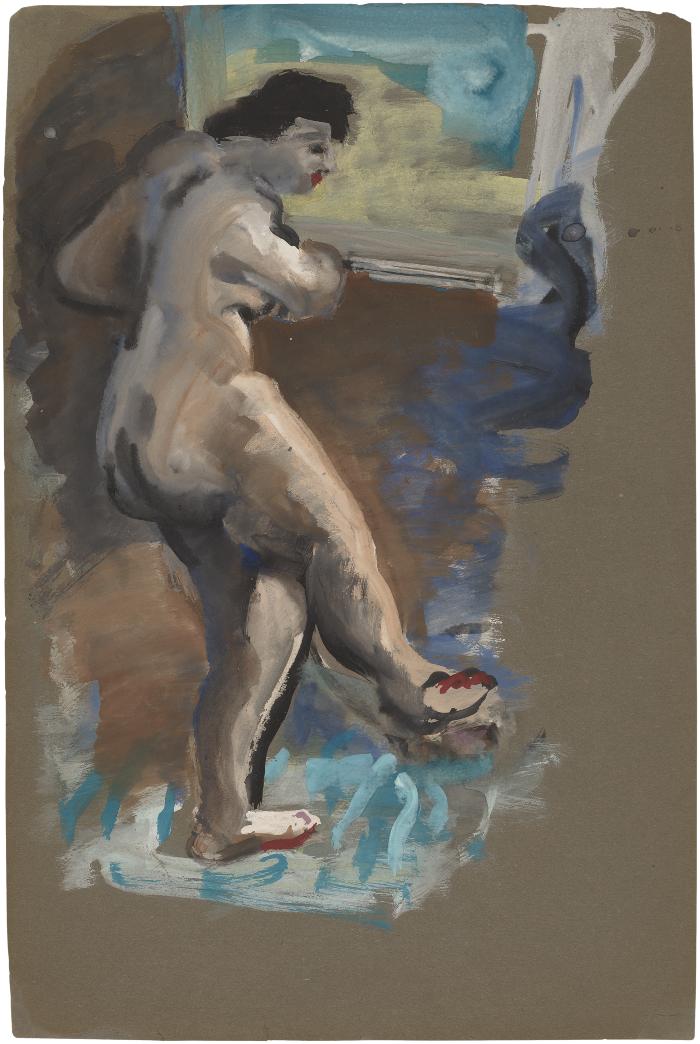 [Female nude by window]