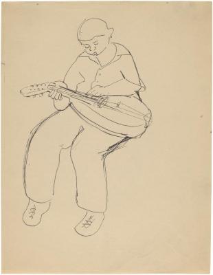 [Seated boy with mandolin]