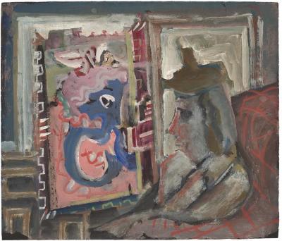 [Seated figure in interior]