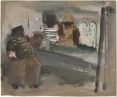 [Figures in ice cream parlor]