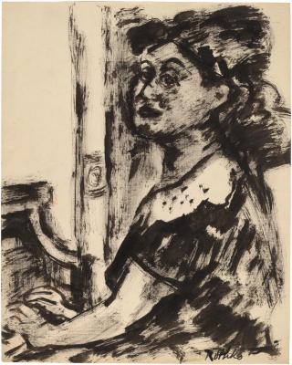 [Woman seated at piano]