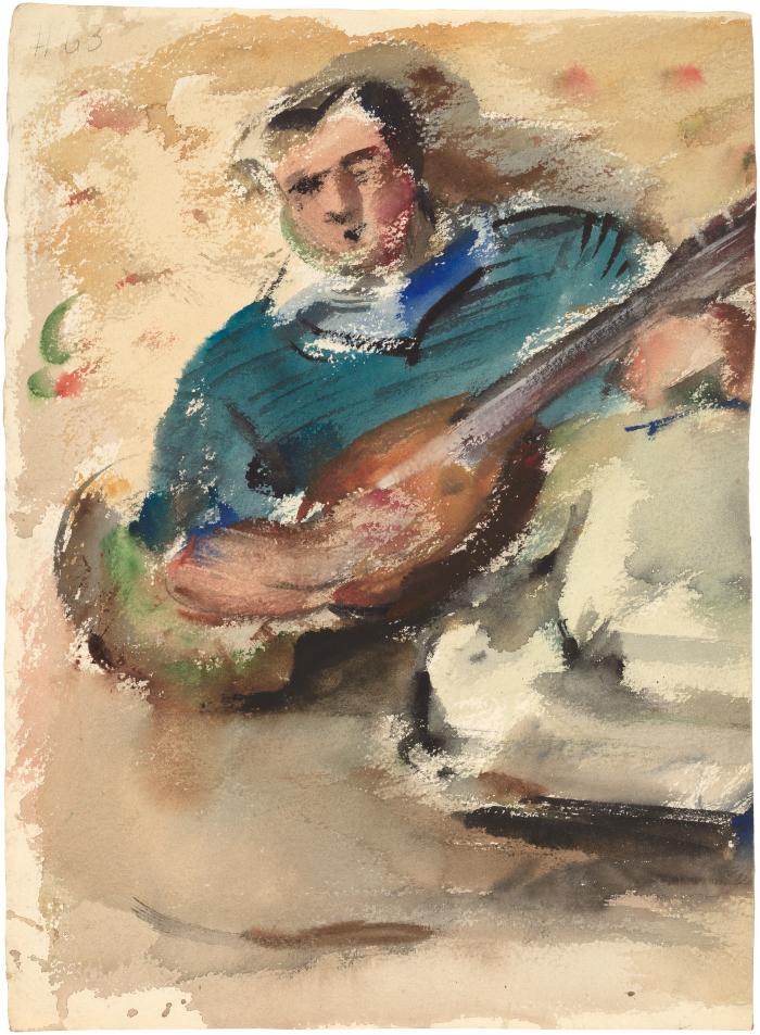 [Reclining man with mandolin]
