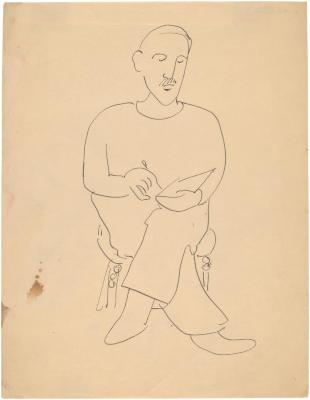 [Seated man drawing]