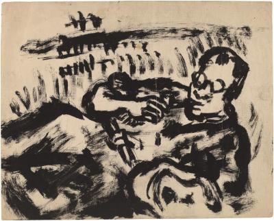 [Reclining man with pipe]