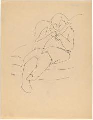 [Seated woman knitting]