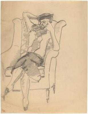 [Woman in armchair]