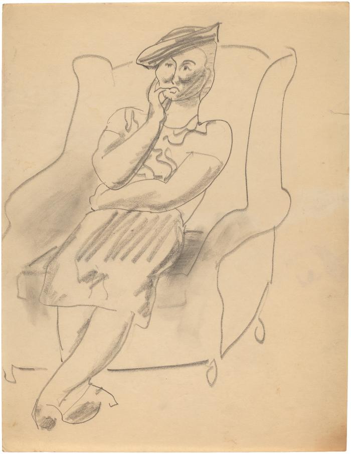 [Woman in armchair]