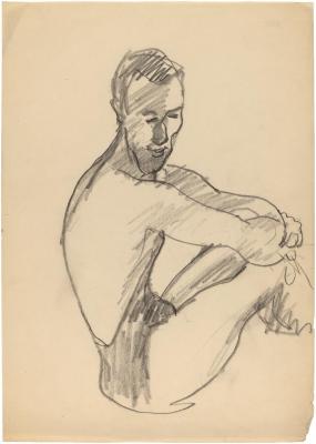 [Seated male nude]