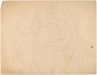 [Three women on bench]