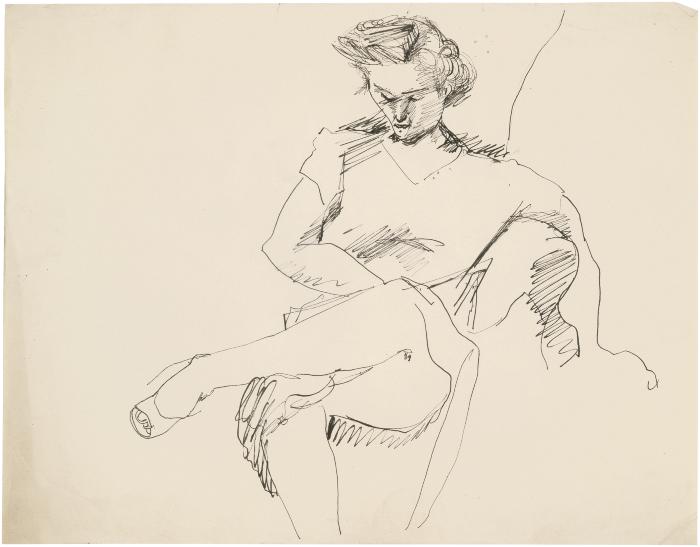 [Seated woman reading]