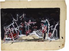 [Stage set with figure]