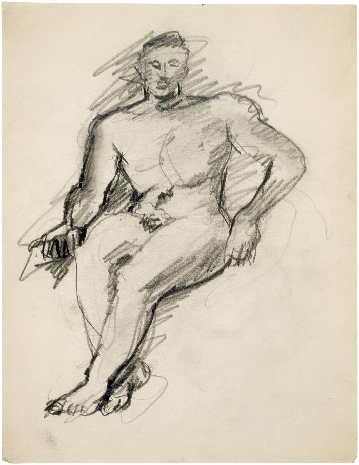 [Seated male nude]