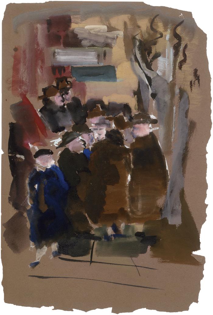 [Street with crowd of figures]