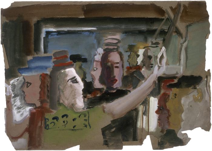 [Figures in subway car]