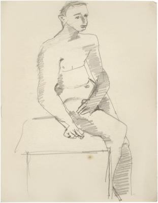 [Seated male nude]