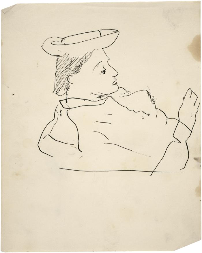 [Reclining woman wearing hat]