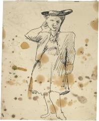 [Standing woman wearing hat]