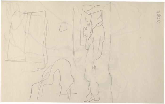 [Woman standing by window]