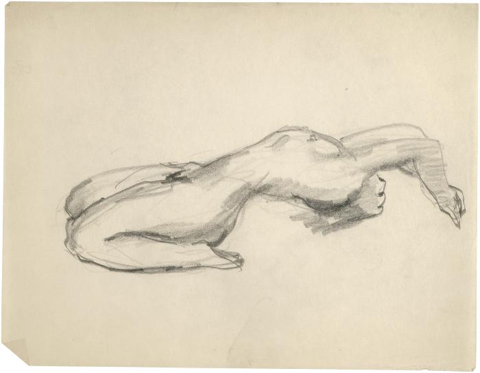 [Kneeling female nude bending backwards]