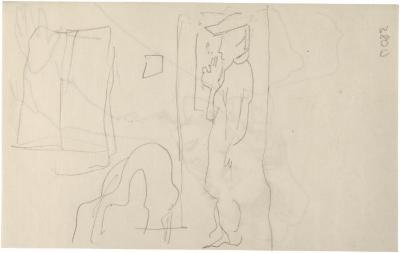 [Woman standing by window]