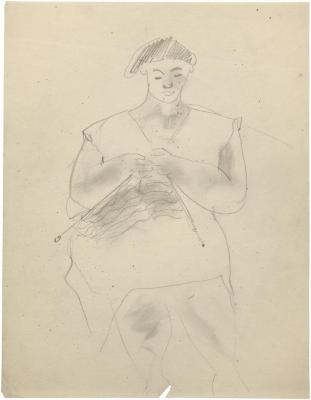 [Seated woman knitting]